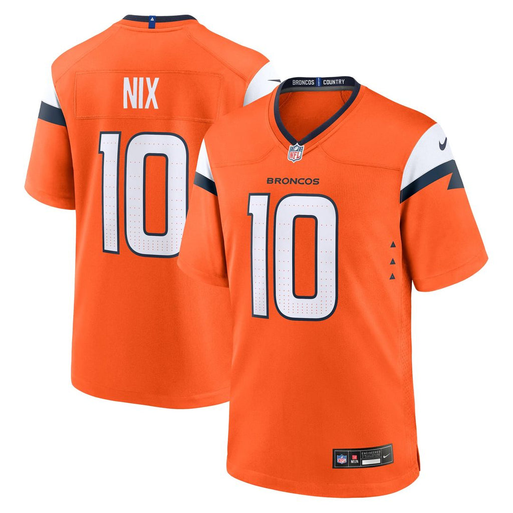 Denver Broncos Bo Nix Nike Orange Game Jersey