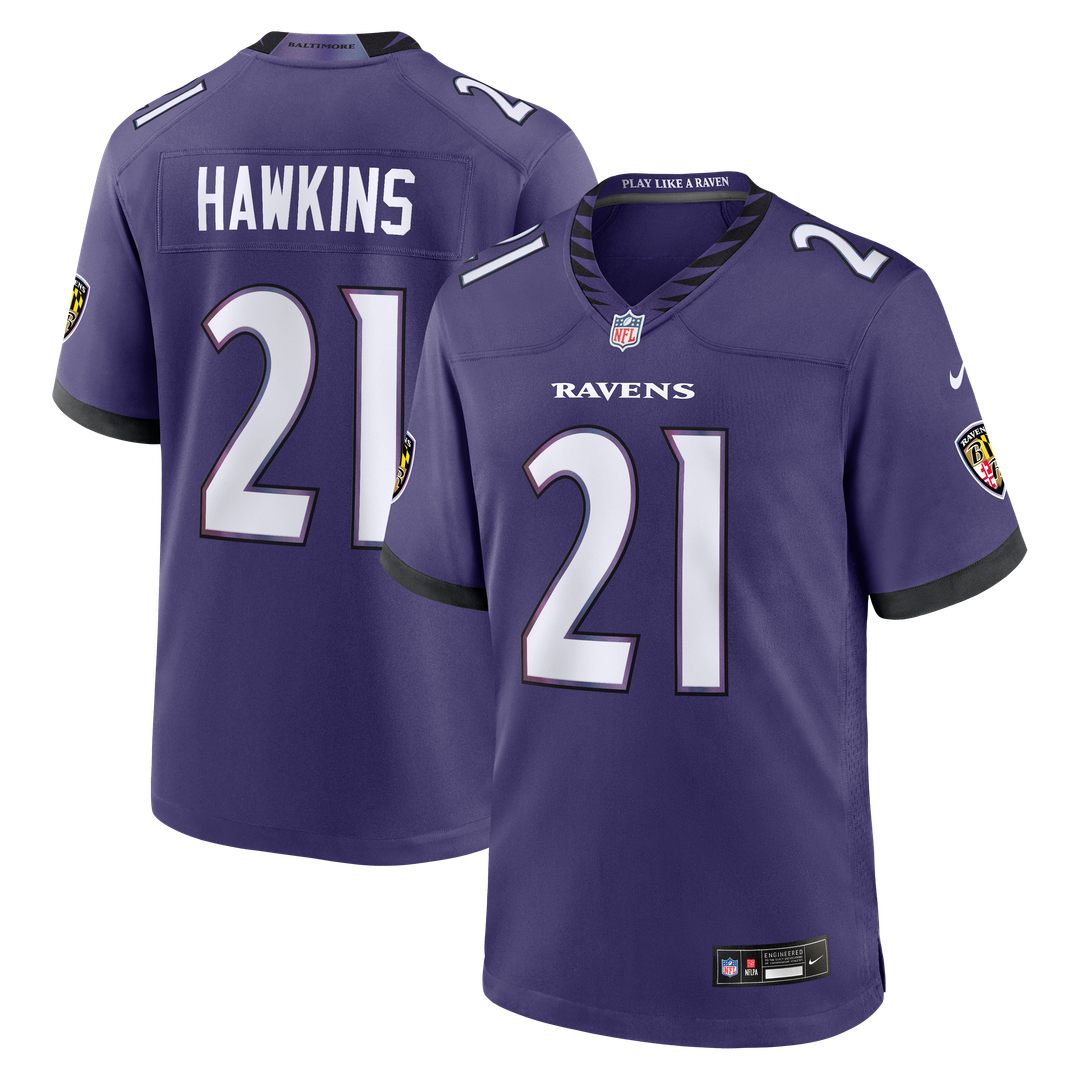 Baltimore Ravens Jaylinn Hawkins Nike Purple Game Jersey