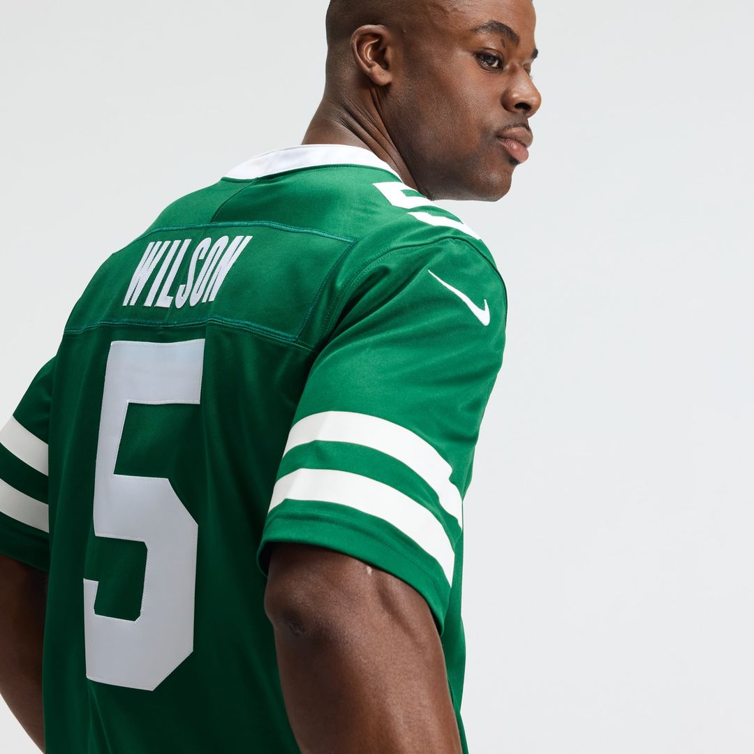 New York Jets Garrett Wilson Nike Legacy Green Team Vapor FUSE Stitched Limited Jersey