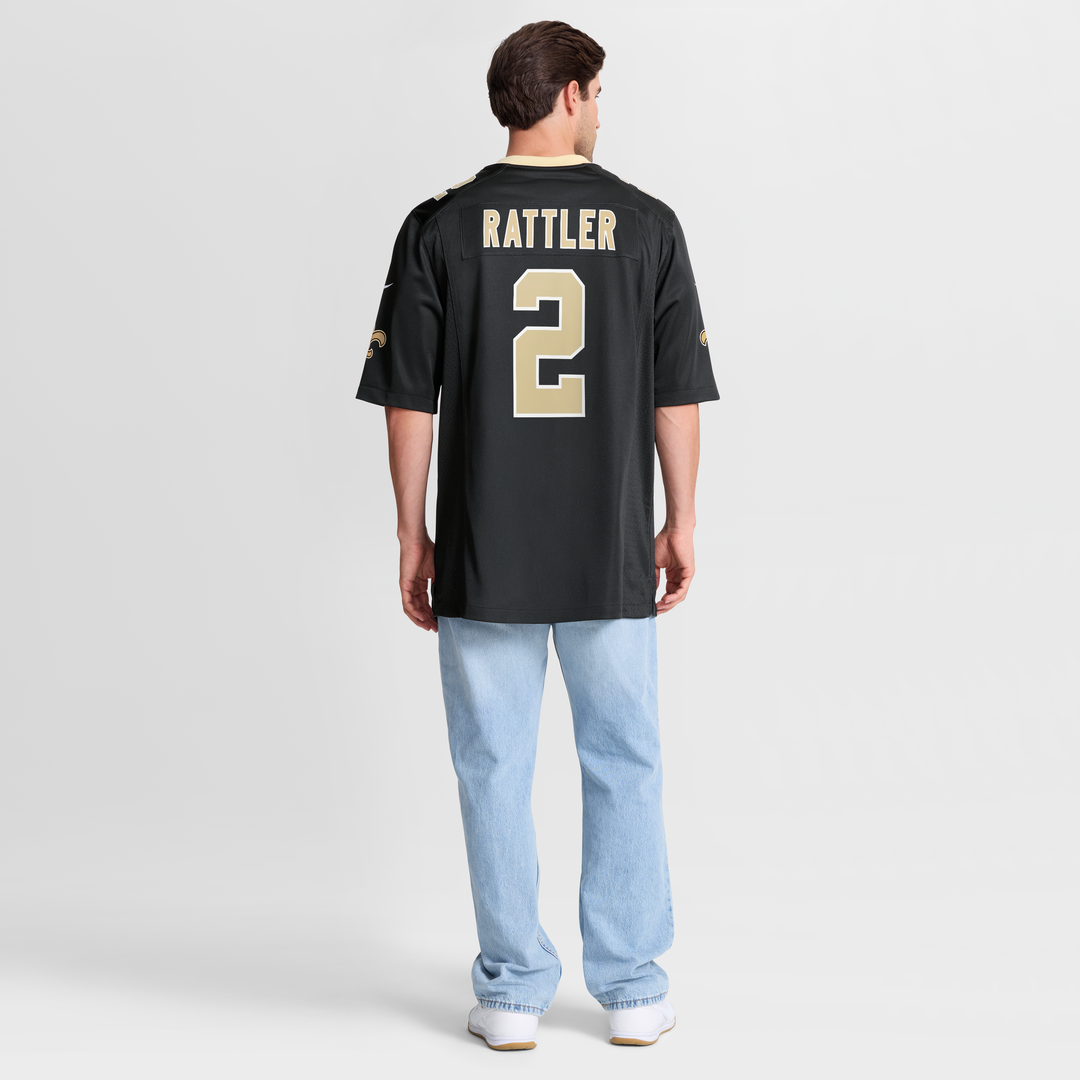 New Orleans Saints Spencer Rattler Nike Black Game Jersey