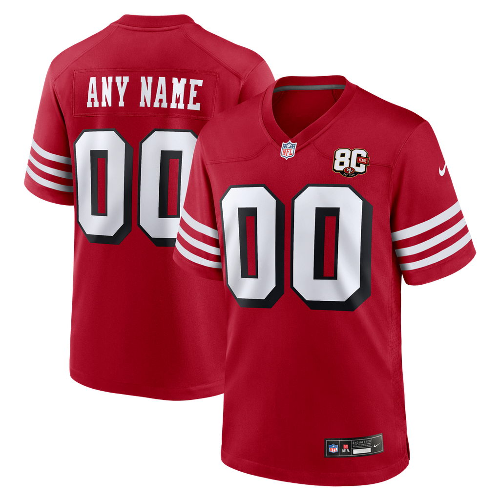 San Francisco 49ers Nike Scarlet 80th Anniversary Alternate Custom Jersey