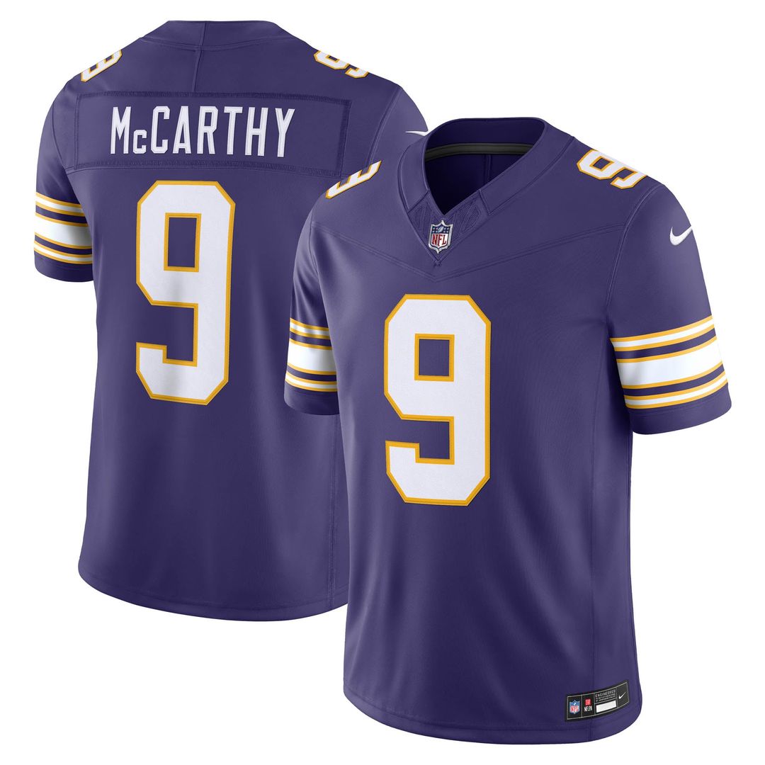 Minnesota Vikings J.J. McCarthy Nike Purple Alternate Classic Vapor FUSE Stitched Limited Jersey
