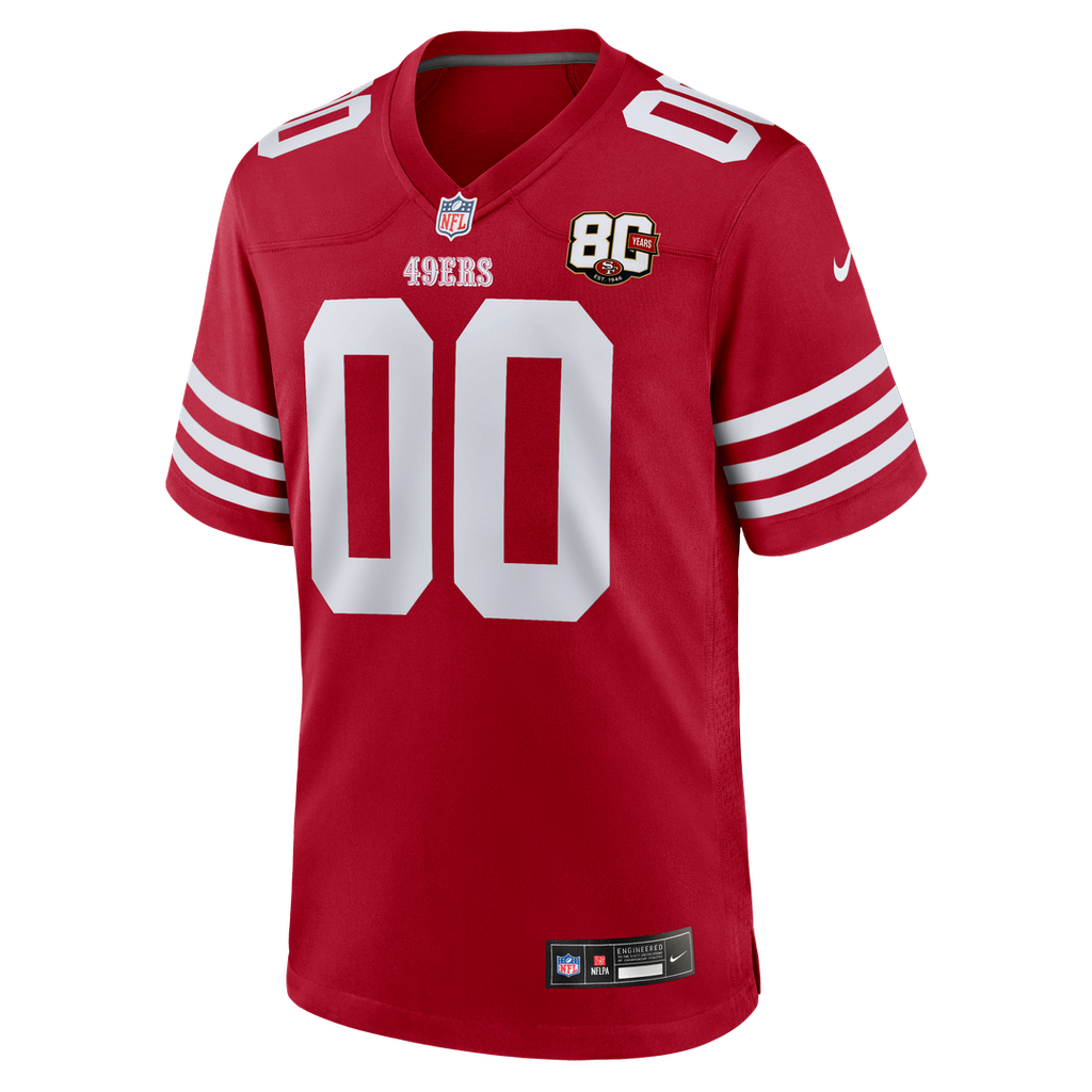 San Francisco 49ers Nike Scarlet 80th Anniversary Custom Jersey