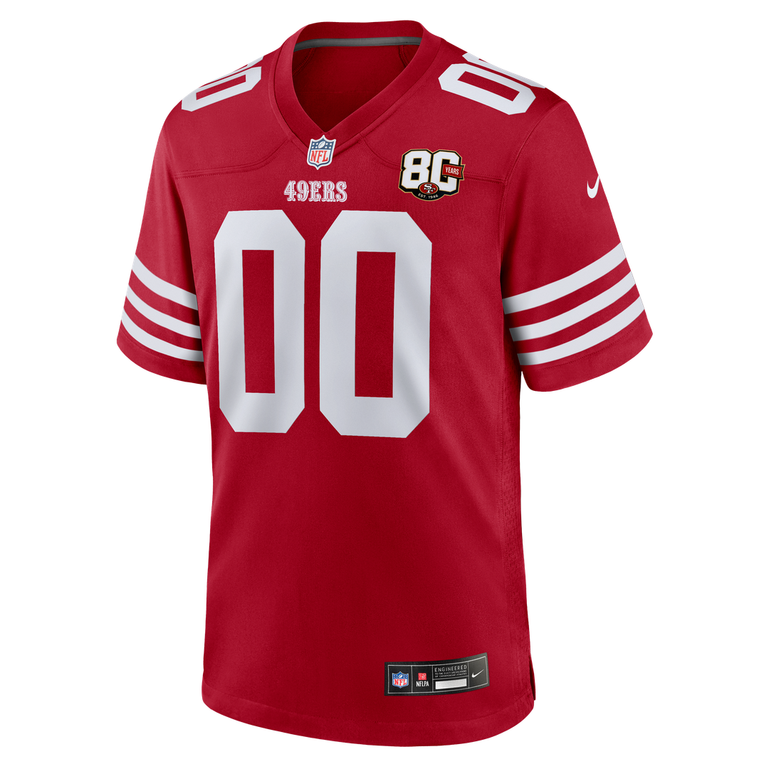 San Francisco 49ers Nike Scarlet 80th Anniversary Custom Jersey
