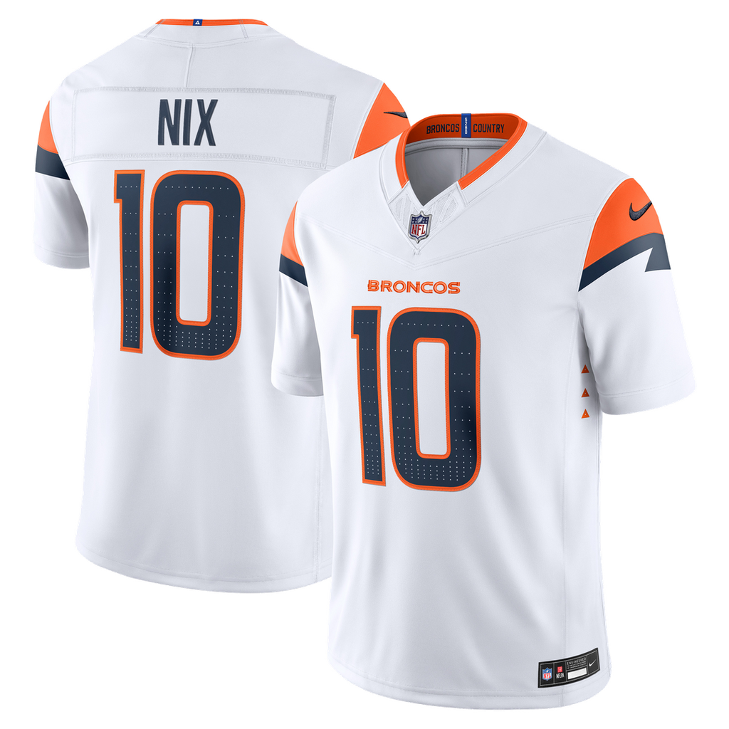 Denver Broncos Bo Nix Nike White Vapor FUSE Stitched Limited Jersey