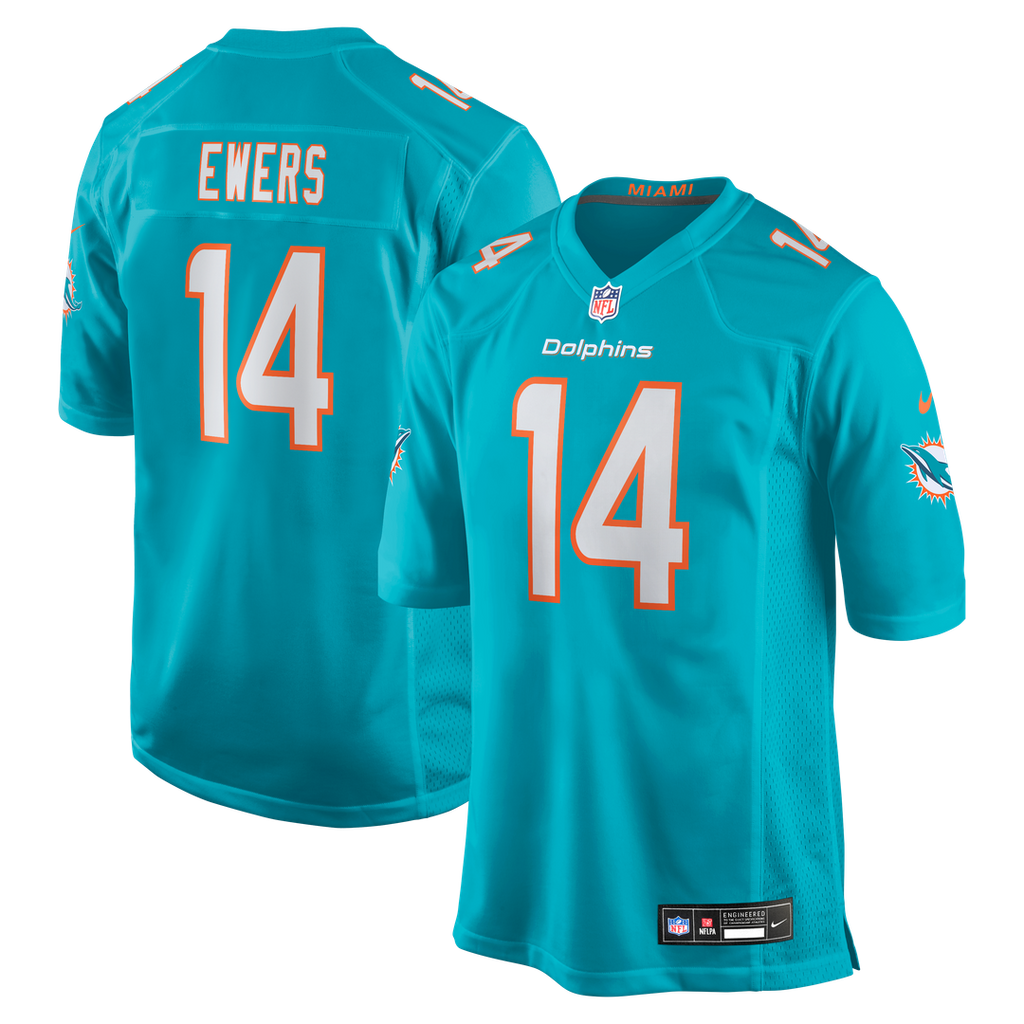 Miami Dolphins Quinn Ewers Nike Aqua Game Jersey