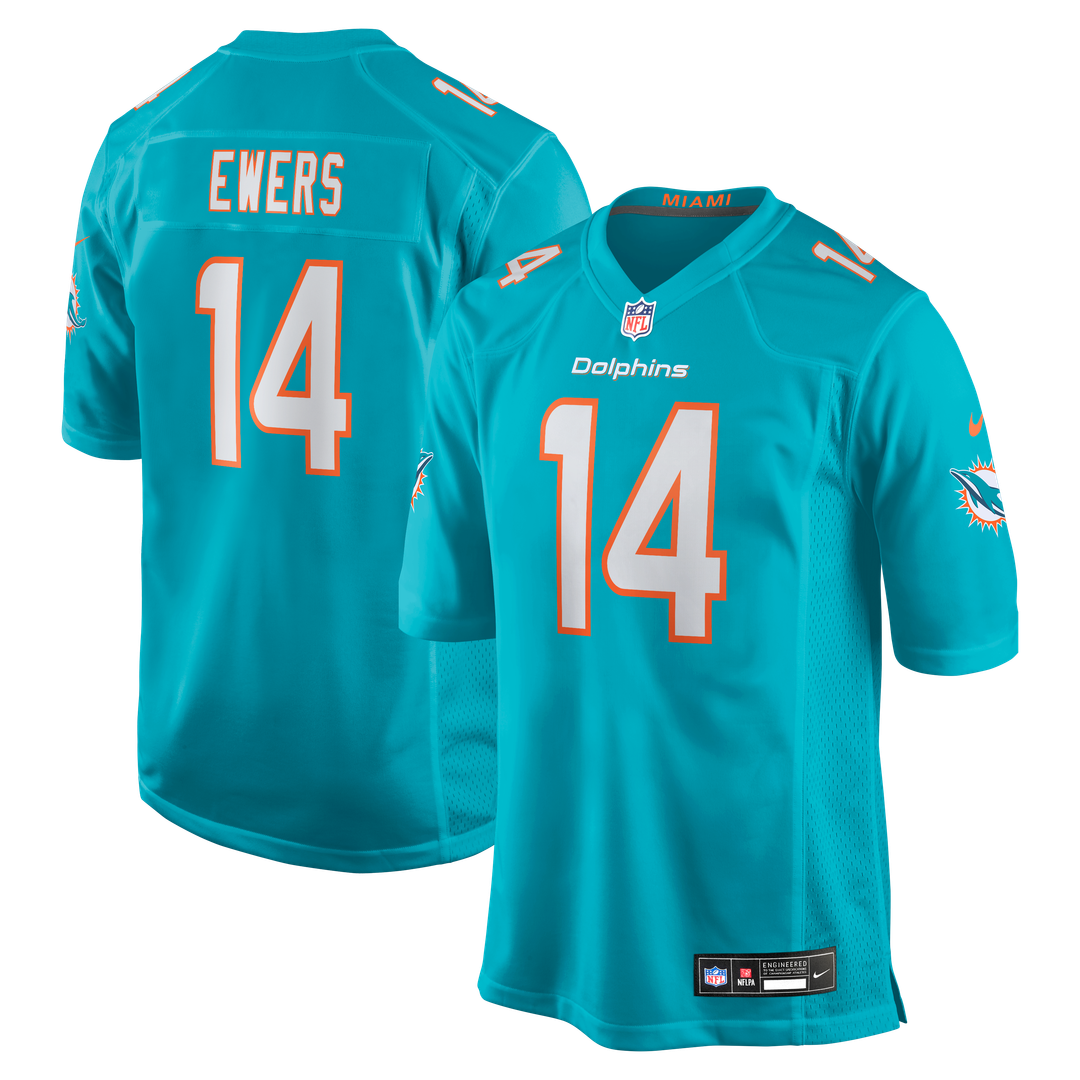 Miami Dolphins Quinn Ewers Nike Aqua Game Jersey