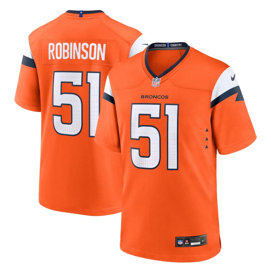 Denver Broncos Que Robinson Nike Orange Game Jersey