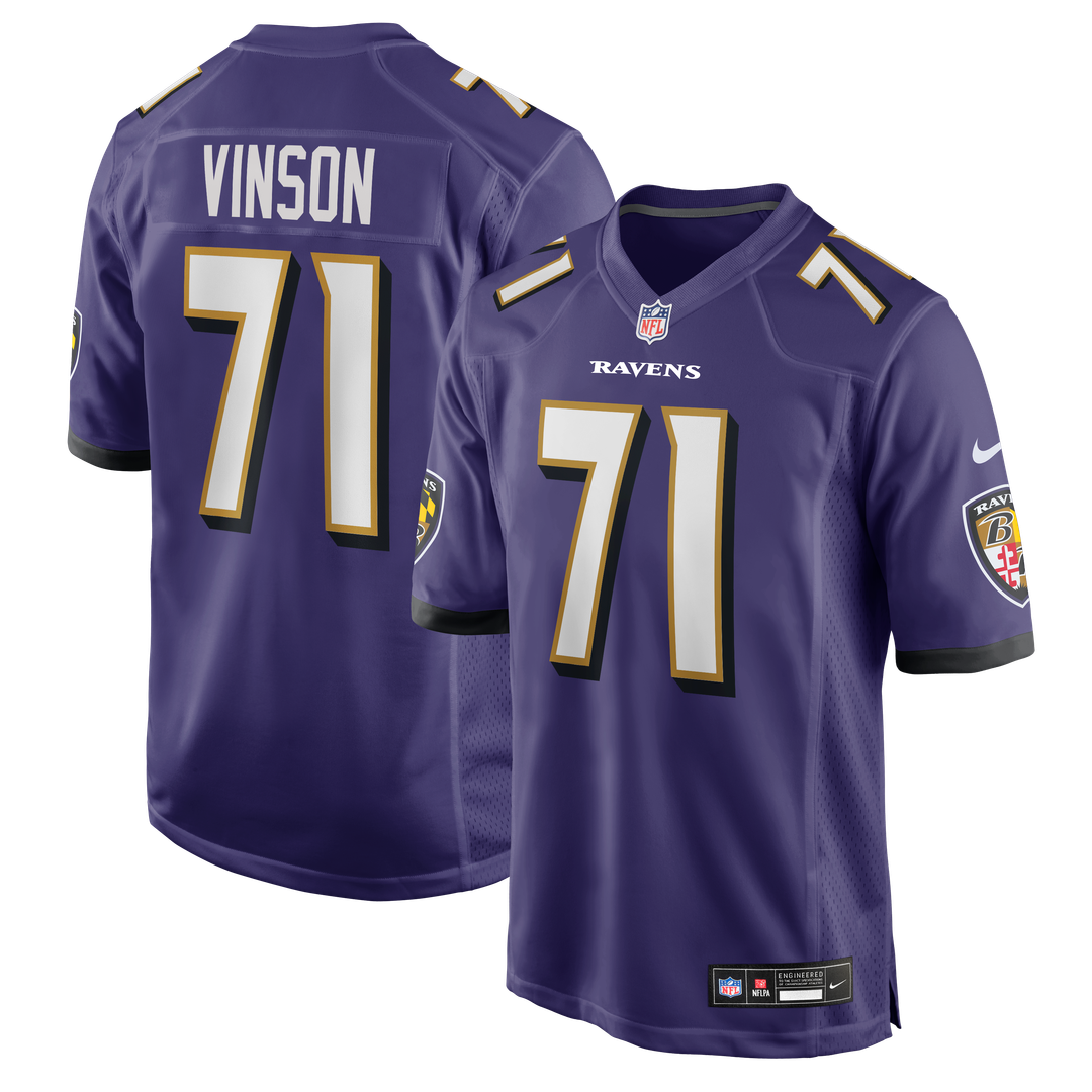 Baltimore Ravens Carson Vinson Nike Purple Game Jersey