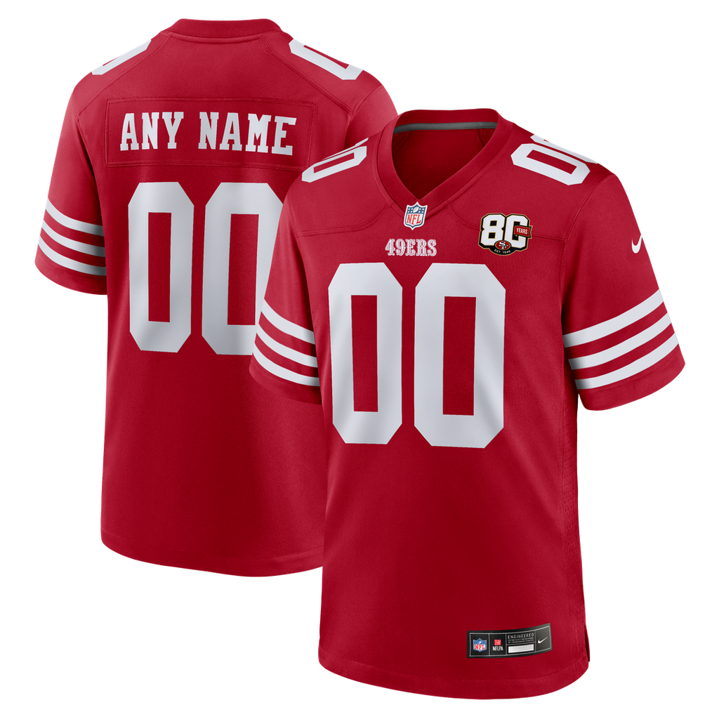 San Francisco 49ers Nike Scarlet 80th Anniversary Custom Jersey