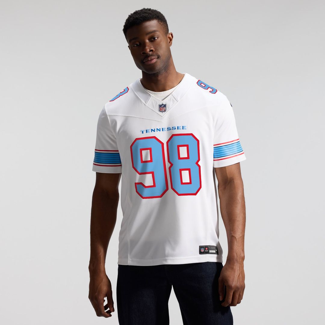 Tennessee Titans Jeffery Simmons Nike Light Blue Team Vapor FUSE Stitched Limited Jersey