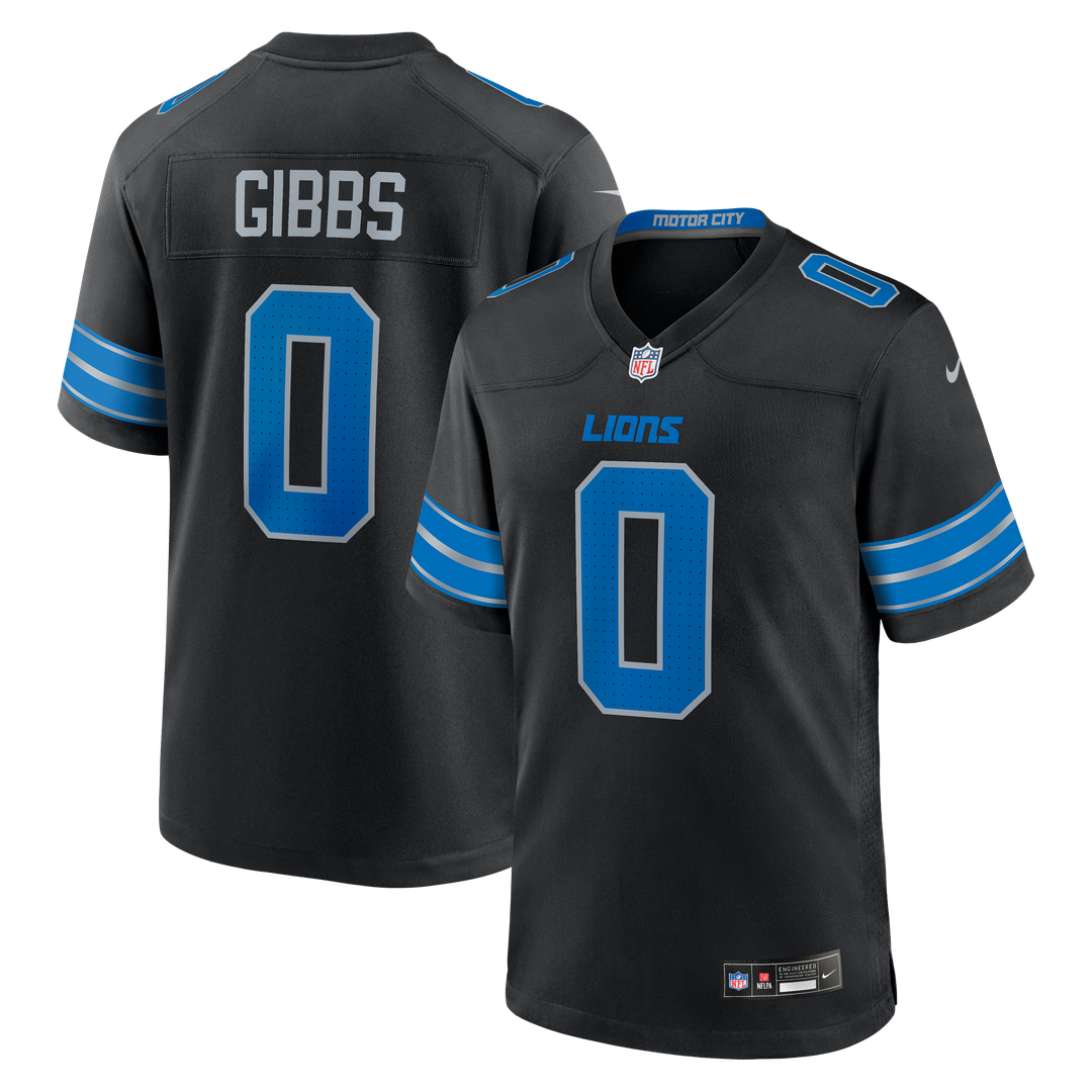 Detroit Lions Jahmyr Gibbs Nike Black 2nd Alternate Game Jersey
