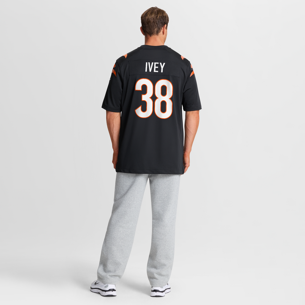 Cincinnati Bengals DJ Ivey Nike Black Game Jersey