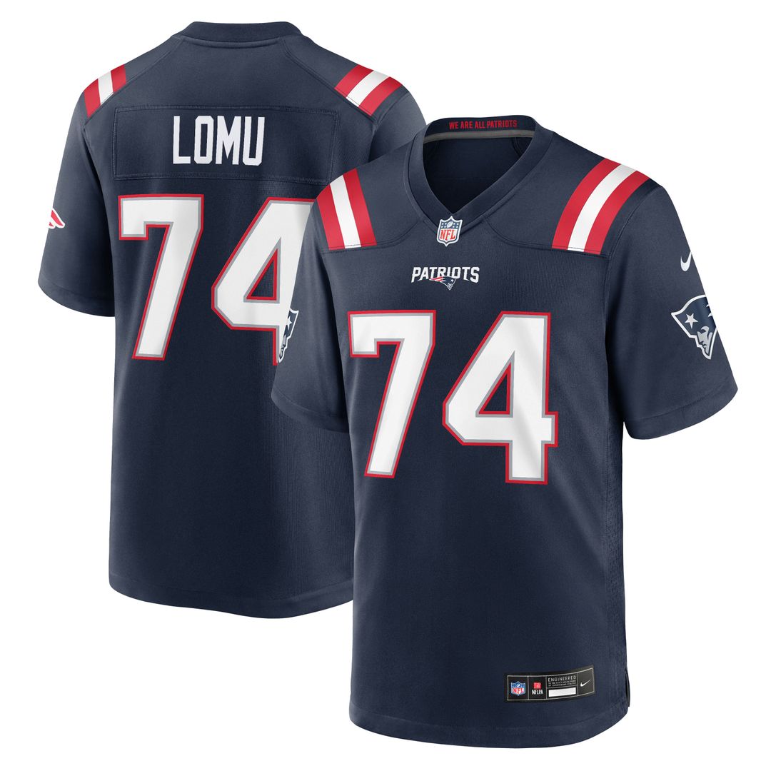 New England Patriots Caleb Lomu Nike Navy Game Jersey