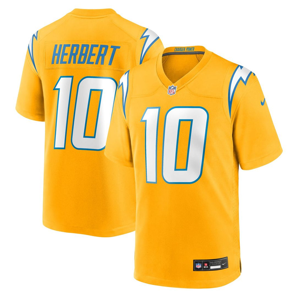 Los Angeles Chargers Justin Herbert Nike Gold Alternate Charger Power Game Jersey