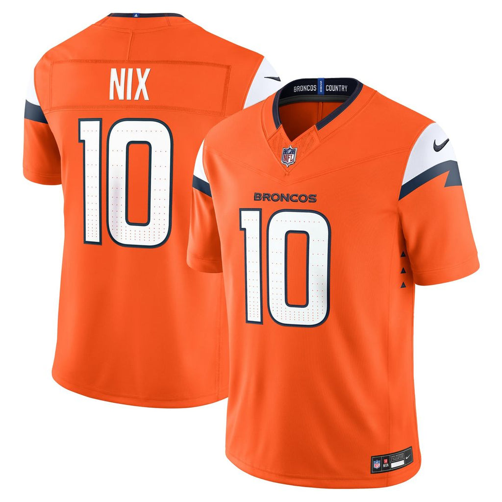 Denver Broncos Bo Nix Nike Orange Team Vapor FUSE Stitched Limited Jersey