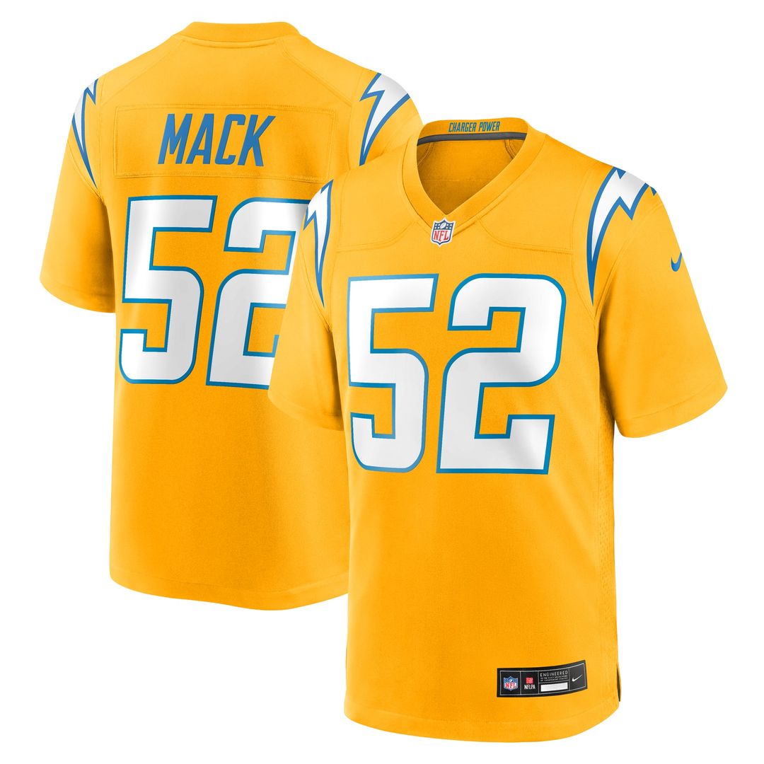 Los Angeles Chargers Khalil Mack Nike Gold Alternate Charger Power Game Jersey