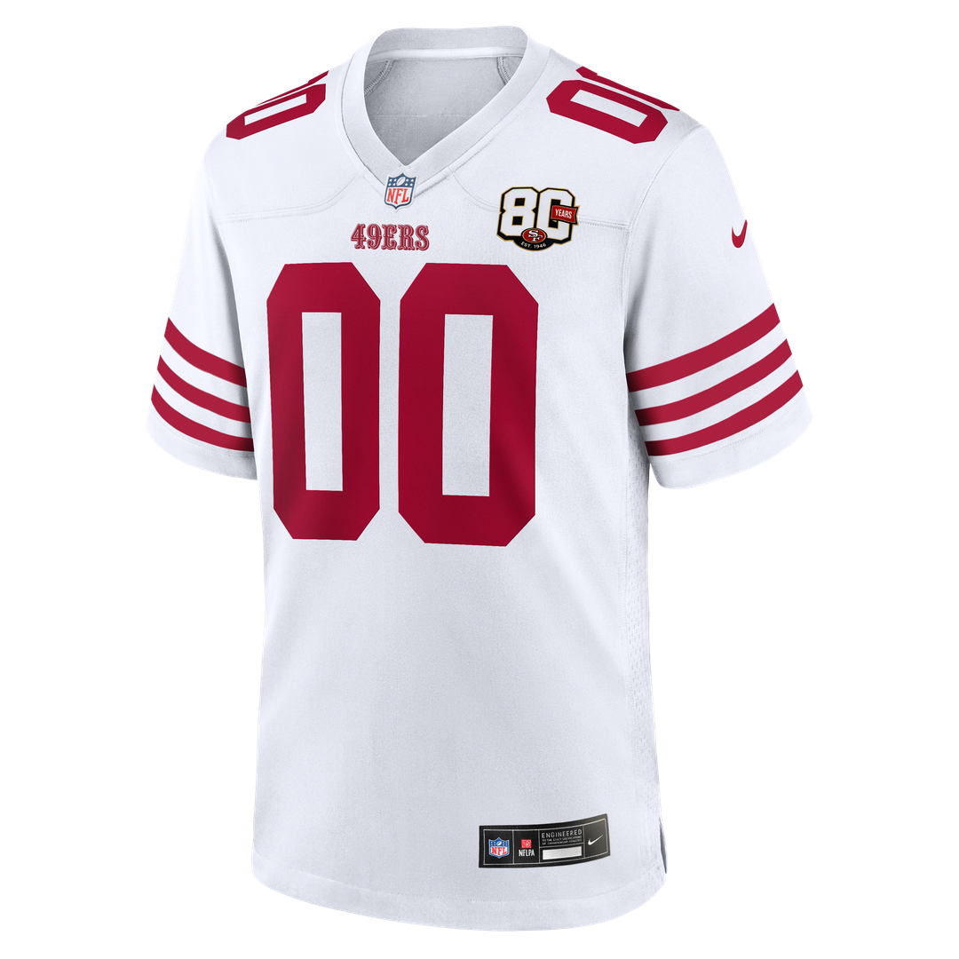 San Francisco 49ers Nike White 80th Anniversary Custom Jersey