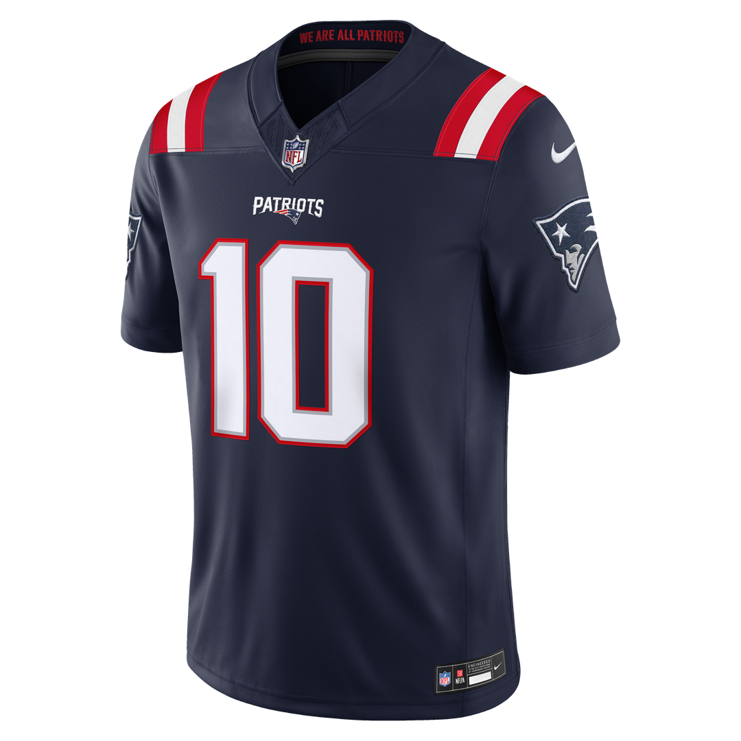 New England Patriots Drake Maye Nike Navy Team Vapor FUSE Stitched Limited Jersey