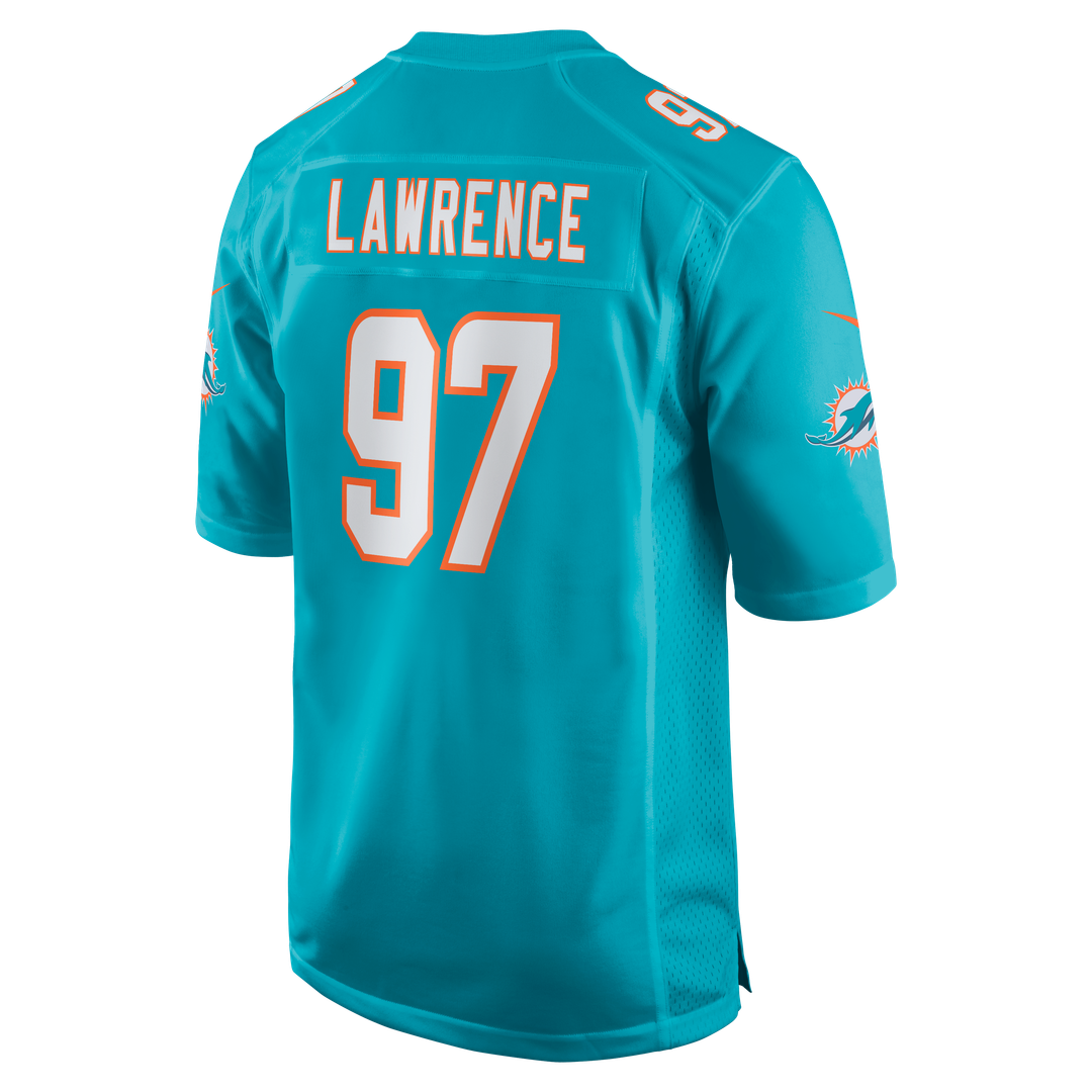 Miami Dolphins Rashard Lawrence Nike Aqua Game Jersey