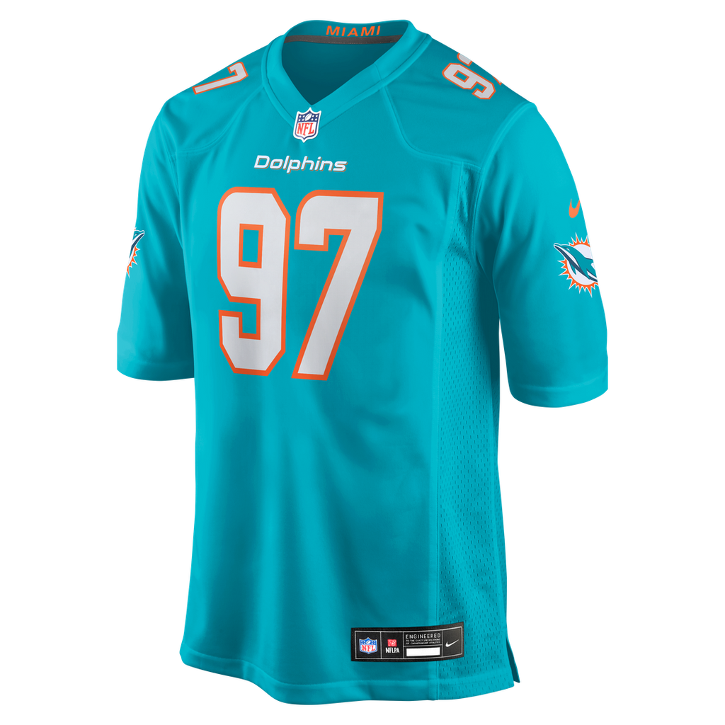 Miami Dolphins Rashard Lawrence Nike Aqua Game Jersey