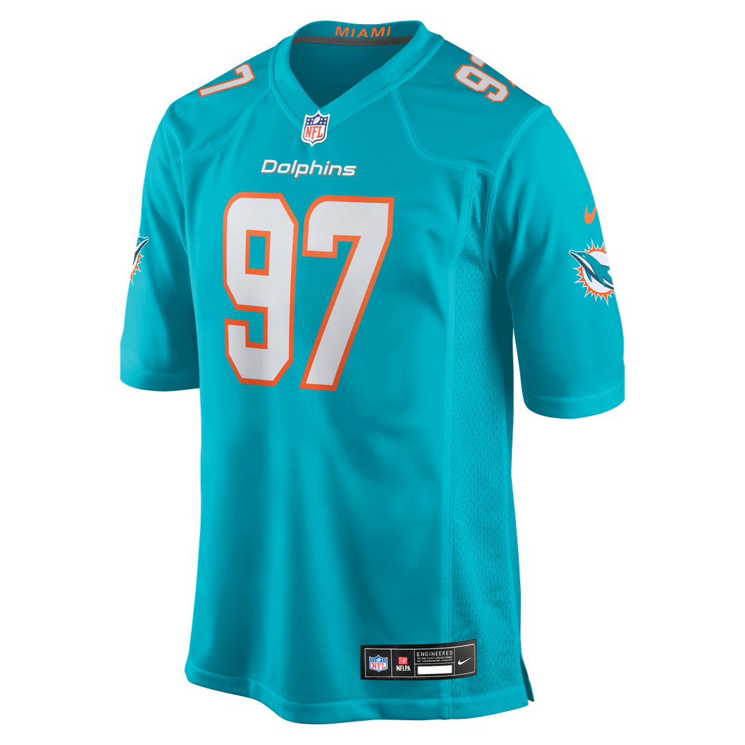Miami Dolphins Rashard Lawrence Nike Aqua Game Jersey