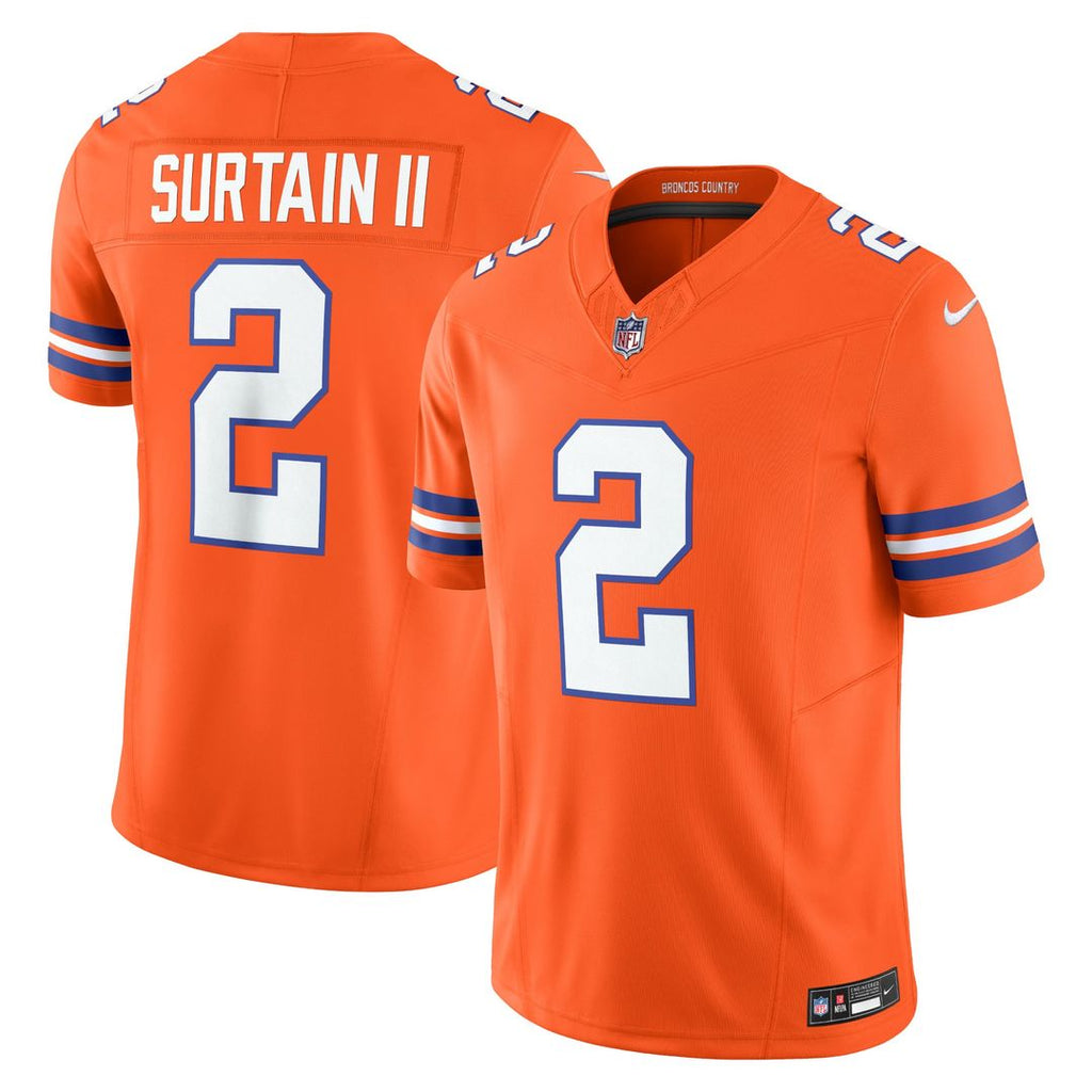 Denver Broncos Patrick Surtain II Nike Orange Alternate Mile High Collection 1977 Throwback Vapor FUSE Limited Jersey