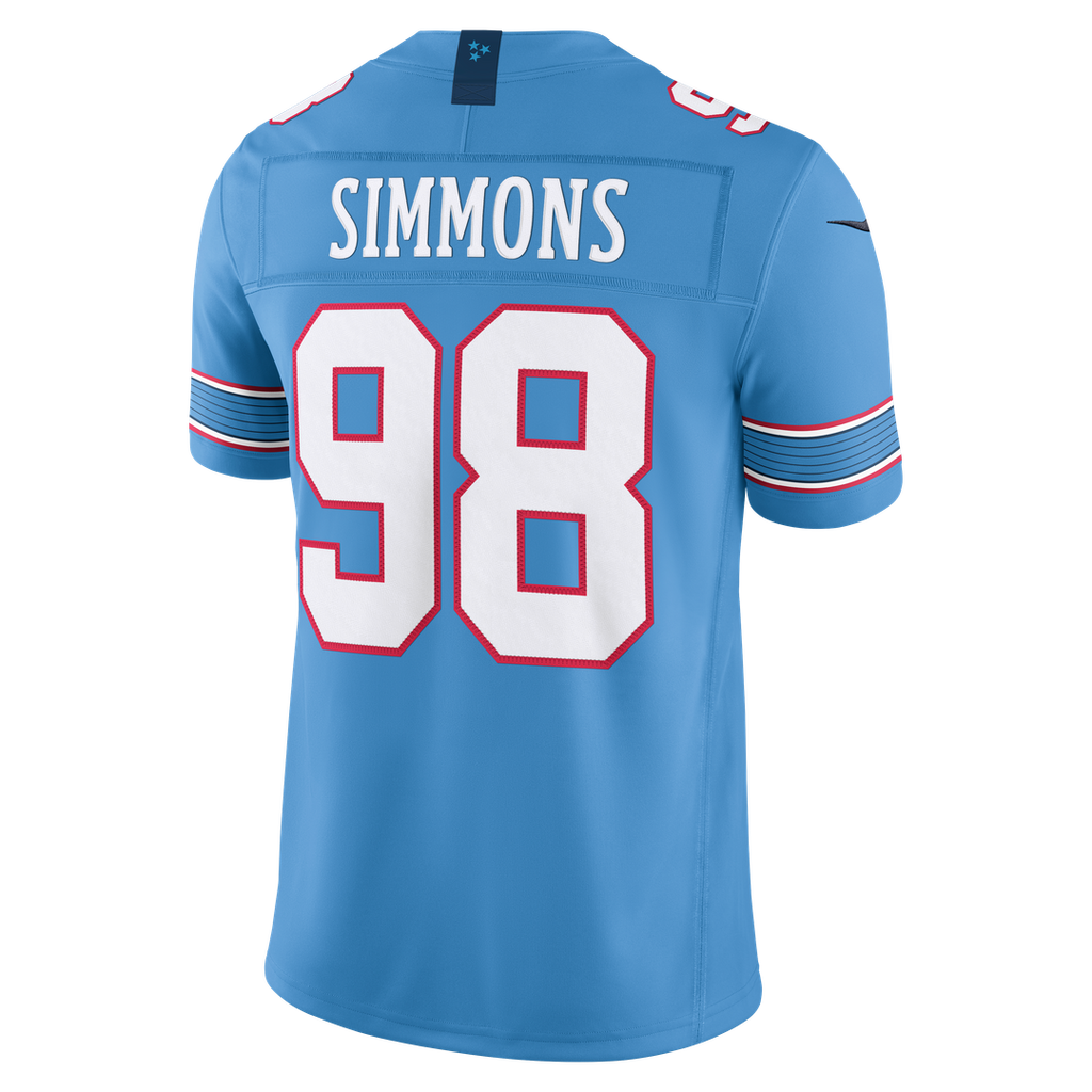 Tennessee Titans Jeffery Simmons Nike Light Blue Team Vapor FUSE Stitched Limited Jersey