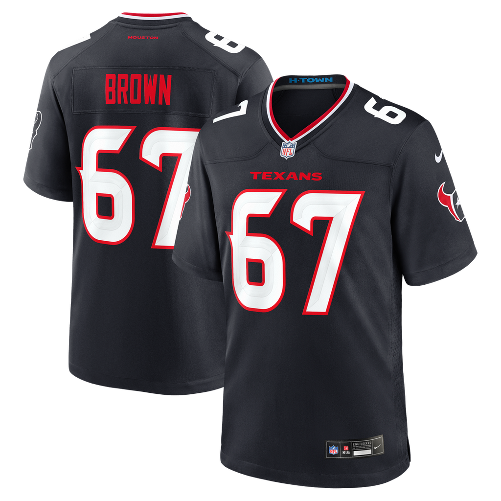 Houston Texans Evan Brown Nike Navy Game Jersey