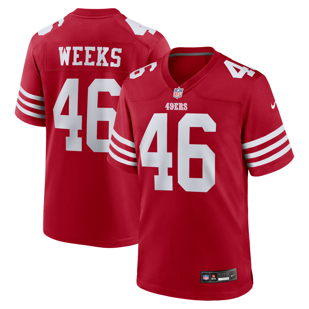 San Francisco 49ers Jon Weeks Nike Scarlet Game Jersey