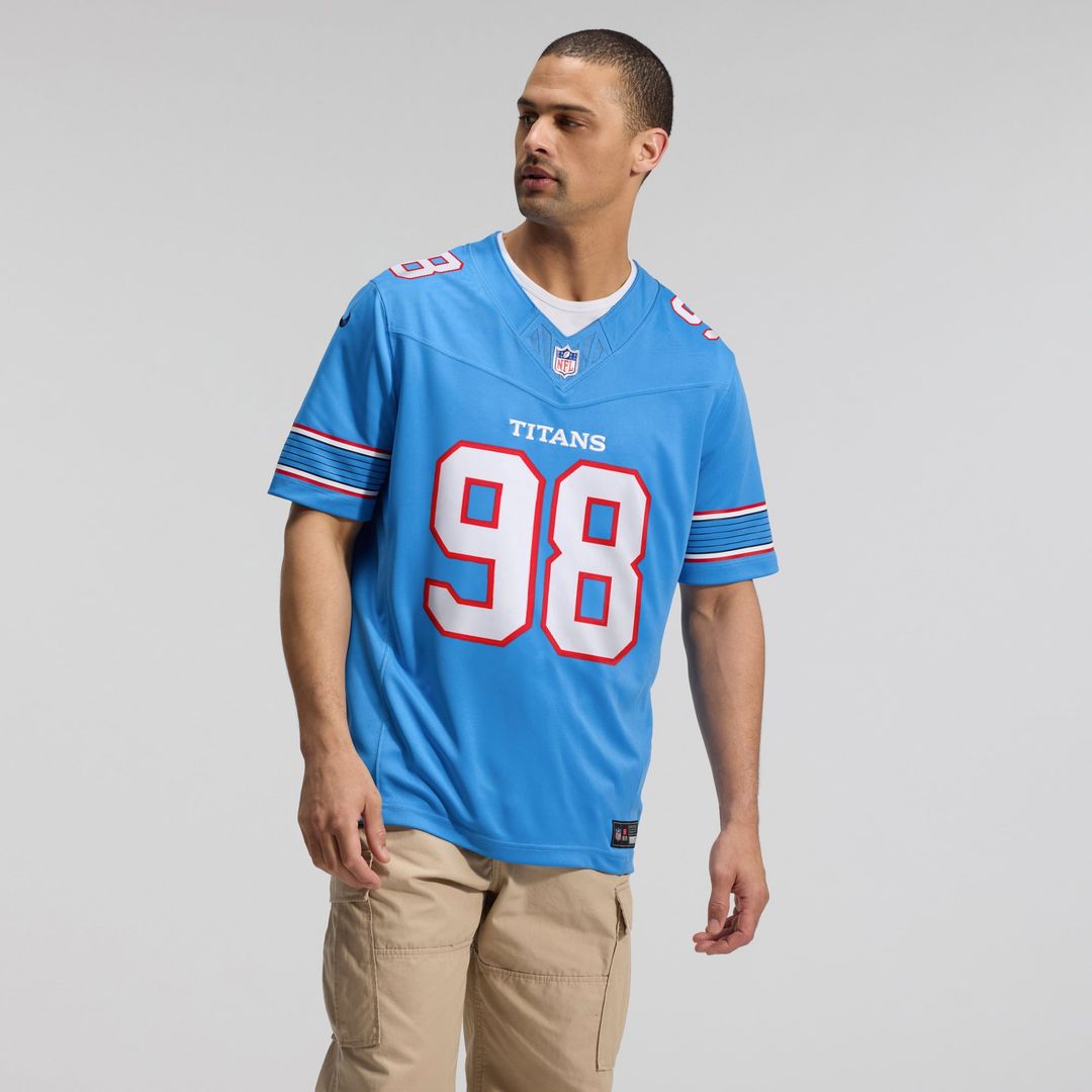 Tennessee Titans Jeffery Simmons Nike Light Blue Team Vapor FUSE Stitched Limited Jersey