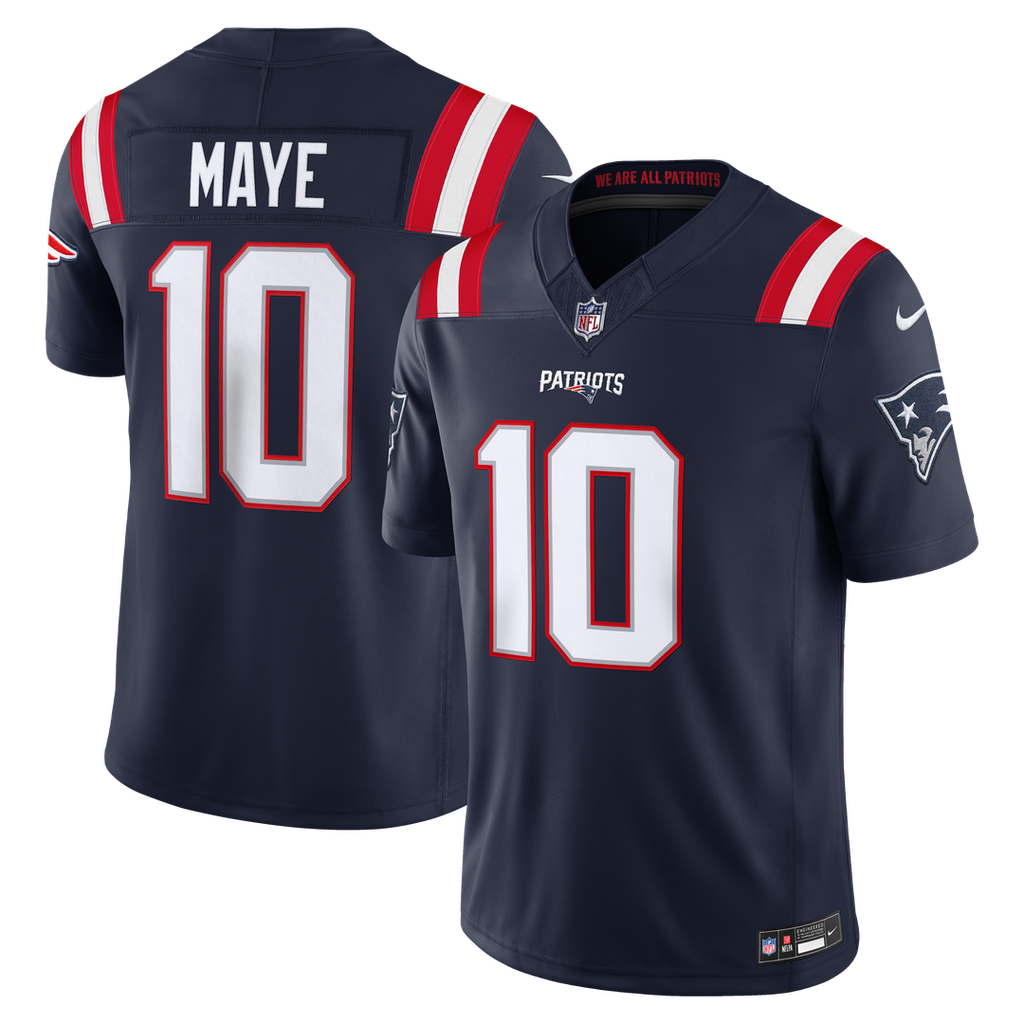 New England Patriots Drake Maye Nike Navy Team Vapor FUSE Stitched Limited Jersey