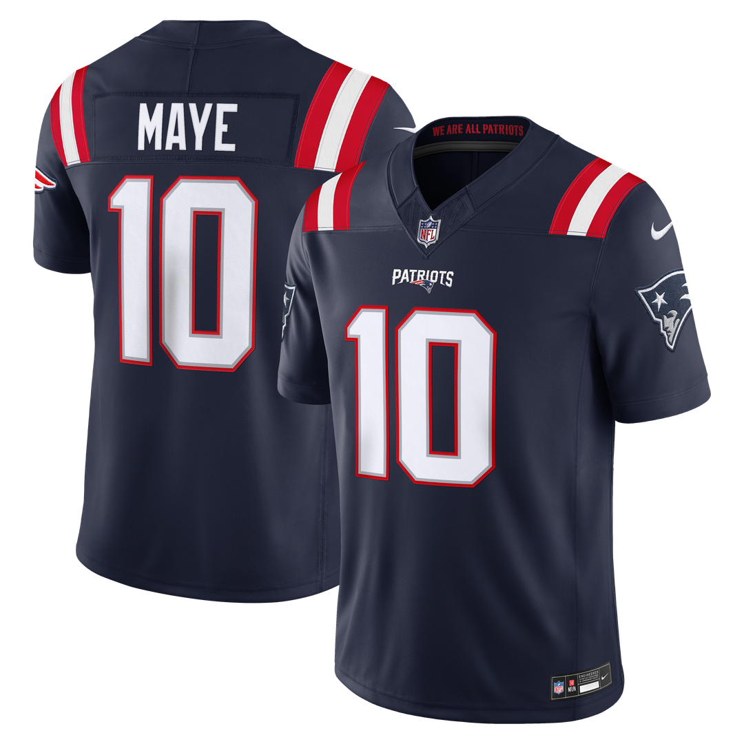 New England Patriots Drake Maye Nike Navy Team Vapor FUSE Stitched Limited Jersey
