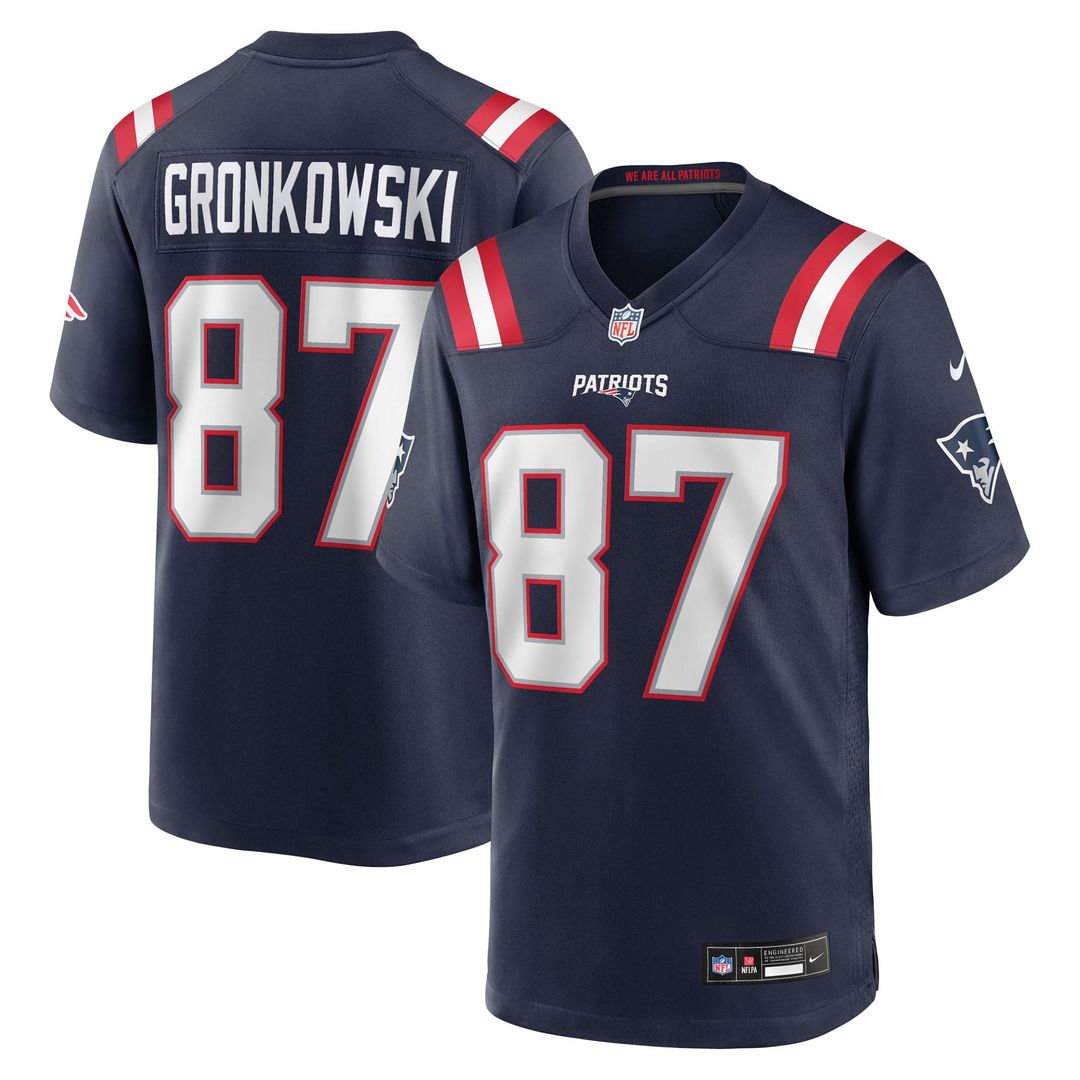 New England Patriots Rob Gronkowski Nike Navy Team Retired Game Jersey