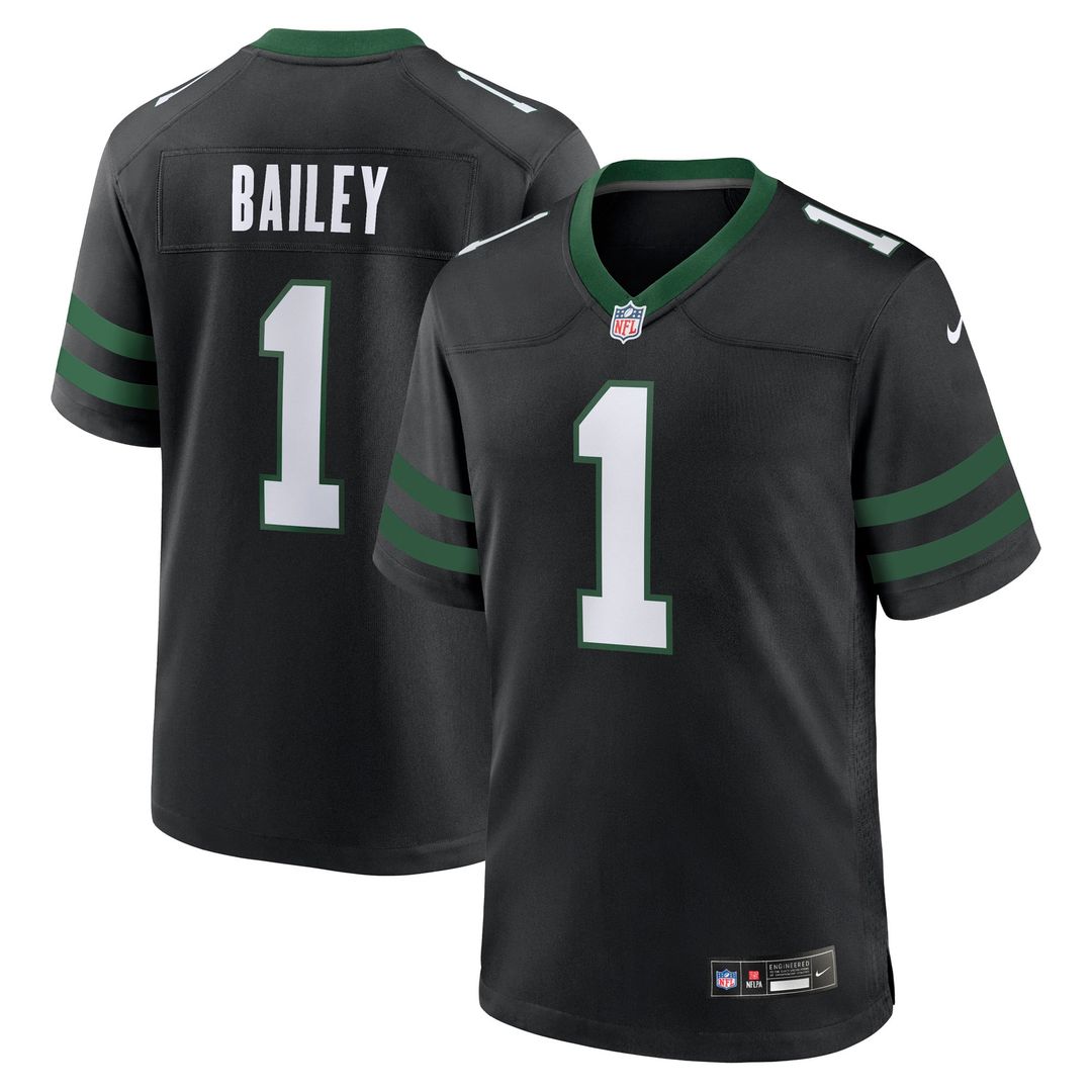 New York Jets David Bailey Nike Legacy Black Alternate Game Jersey