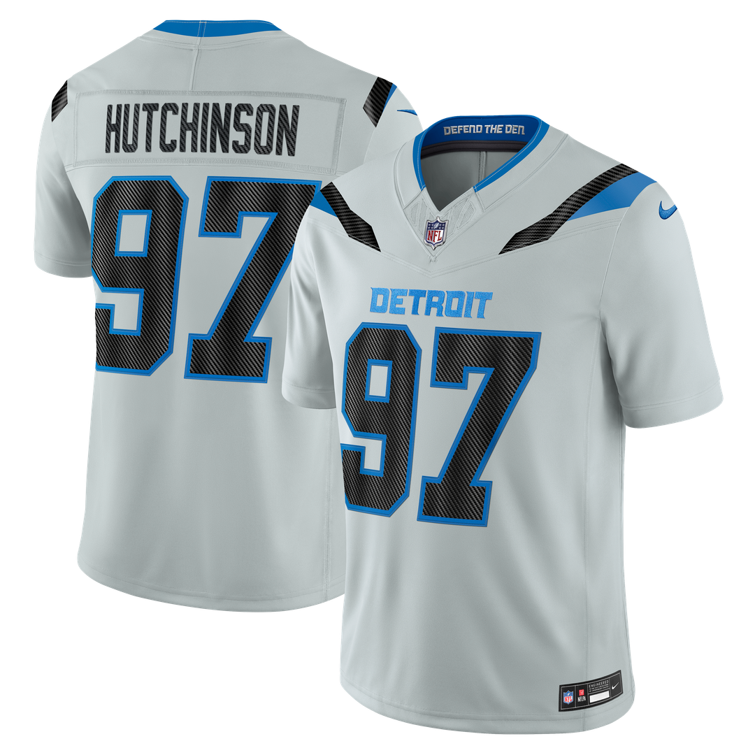 Detroit Lions Aidan Hutchinson Nike Silver 2026 Rivalries Collection Stitched Limited Jersey