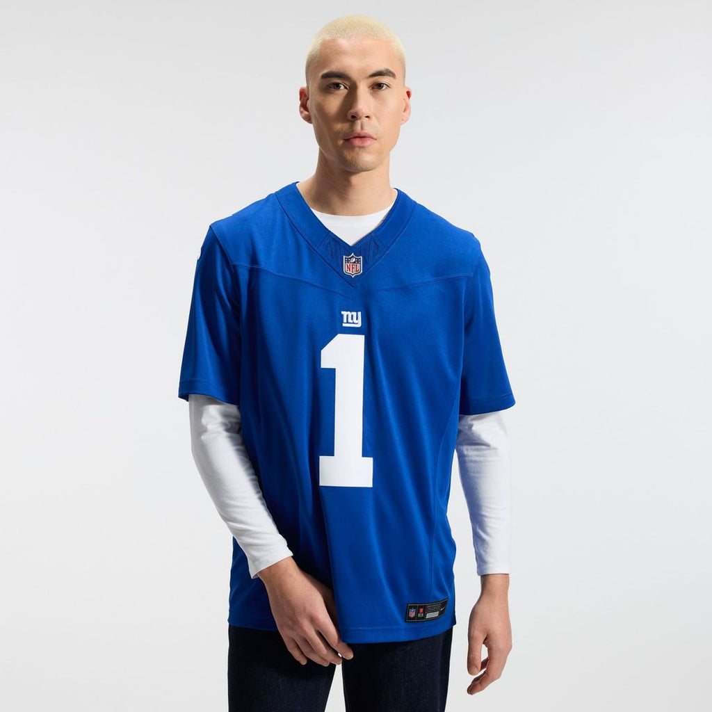 New York Giants Malik Nabers Nike Royal Team Vapor FUSE Stitched Limited Jersey