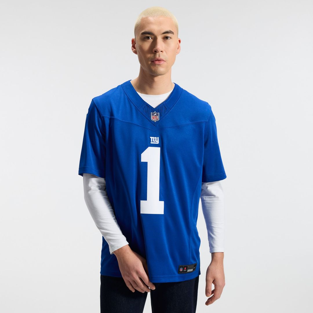 New York Giants Malik Nabers Nike Royal Team Vapor FUSE Stitched Limited Jersey