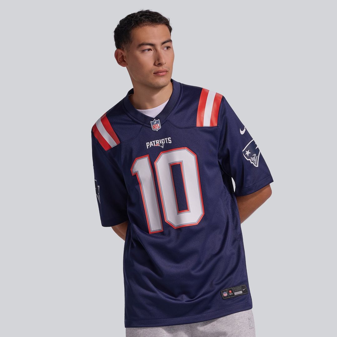 New England Patriots Drake Maye Nike Navy Game Jersey