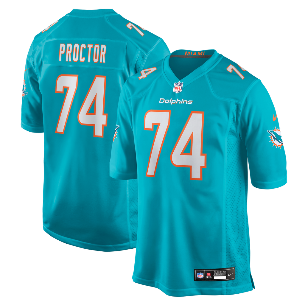 Miami Dolphins Kadyn Proctor Nike Aqua Game Jersey