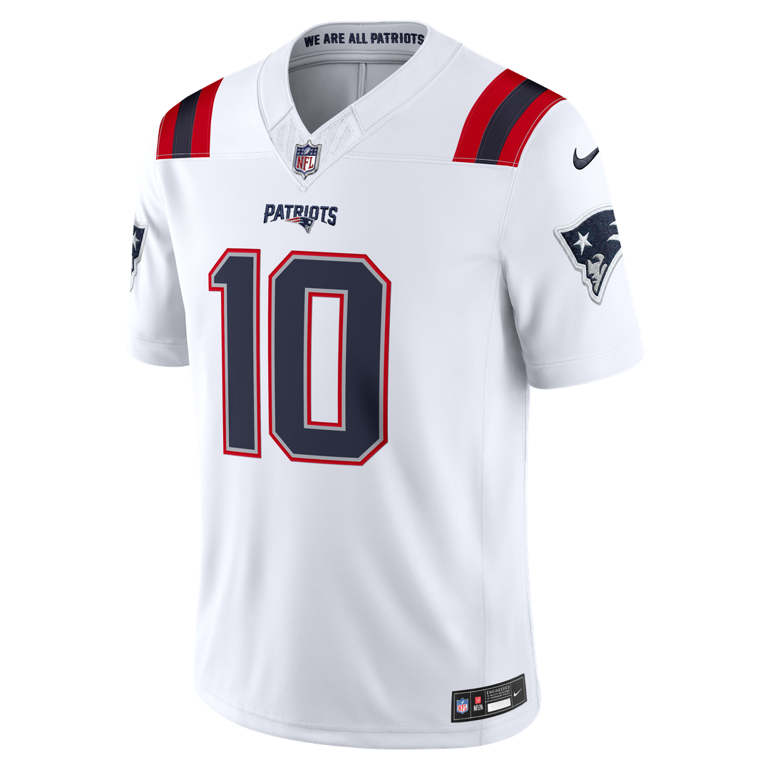 New England Patriots Drake Maye Nike Red Alternate Vapor FUSE Stitched Limited Jersey