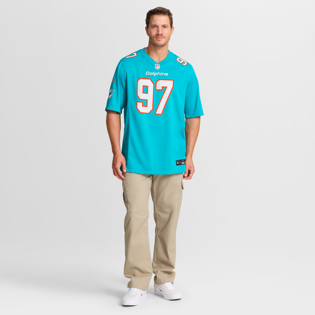 Miami Dolphins Rashard Lawrence Nike Aqua Game Jersey