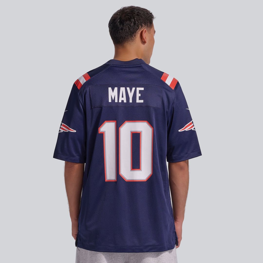 New England Patriots Drake Maye Nike White Game Jersey