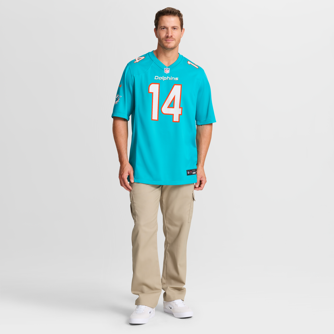 Miami Dolphins Quinn Ewers Nike Aqua Game Jersey