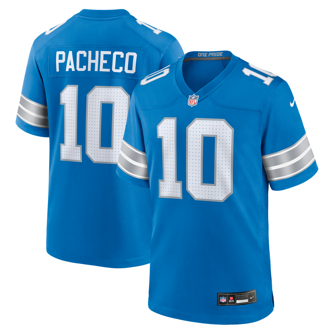 Detroit Lions Isiah Pacheco Nike Blue Game Jersey
