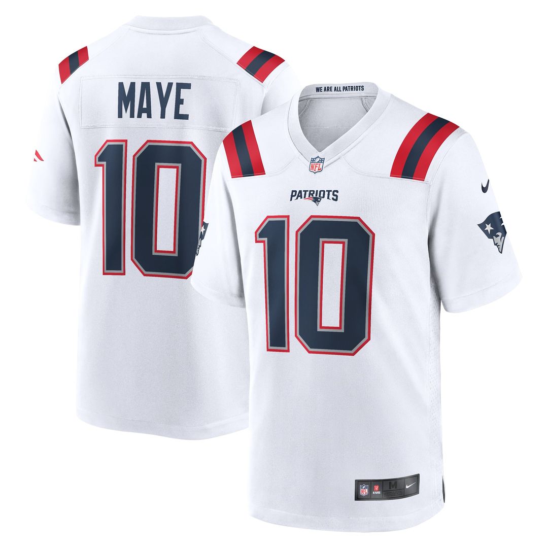 New England Patriots Drake Maye Nike White Game Jersey