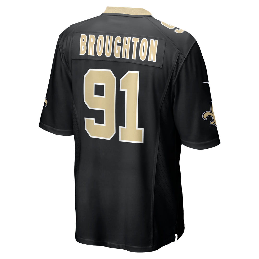 New Orleans Saints Vernon Broughton Nike Black Game Jersey