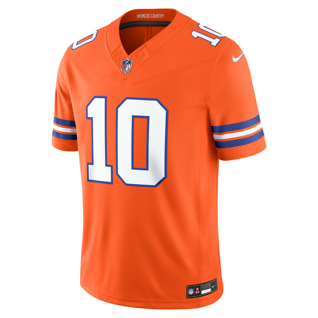 Denver Broncos Bo Nix Nike Orange Alternate Mile High Collection 1977 Throwback Vapor FUSE Stitched Limited Jersey