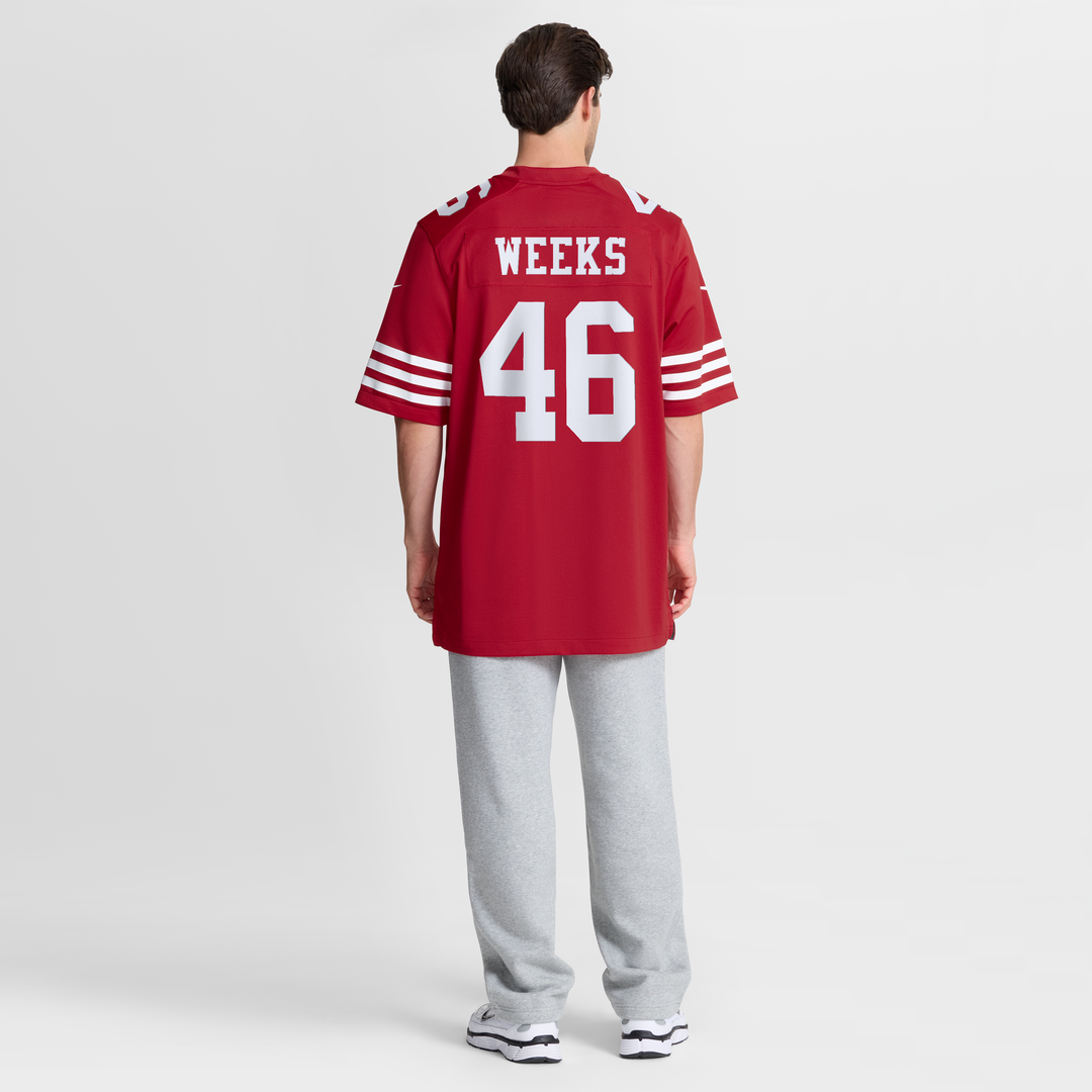 San Francisco 49ers Jon Weeks Nike Scarlet Game Jersey