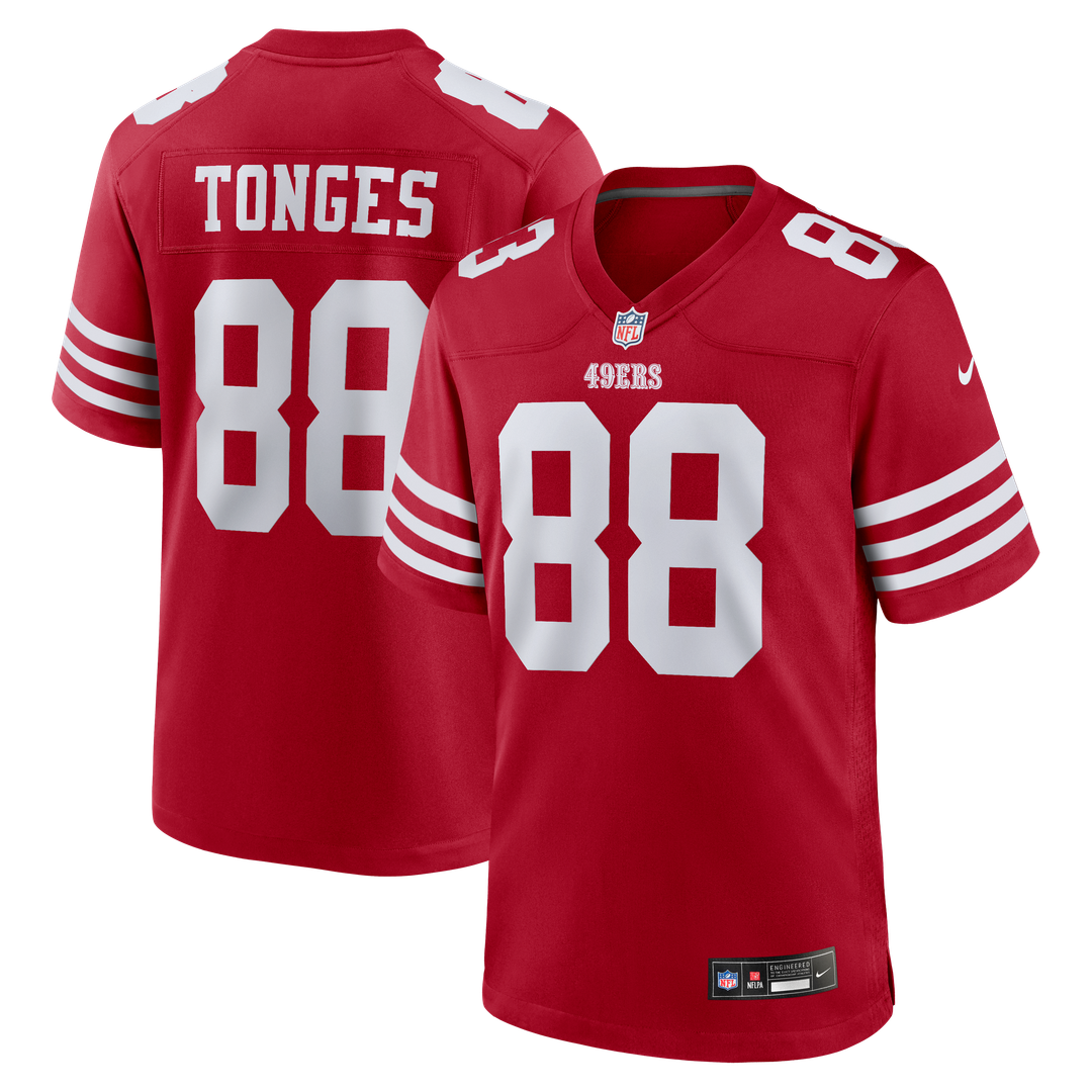 San Francisco 49ers Jake Tonges Nike Scarlet Game Jersey